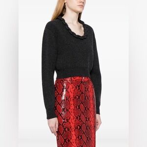Alexander Wang 3D Chain Accent Cropped Wool Blend Sweater Pullover No Care/ Size